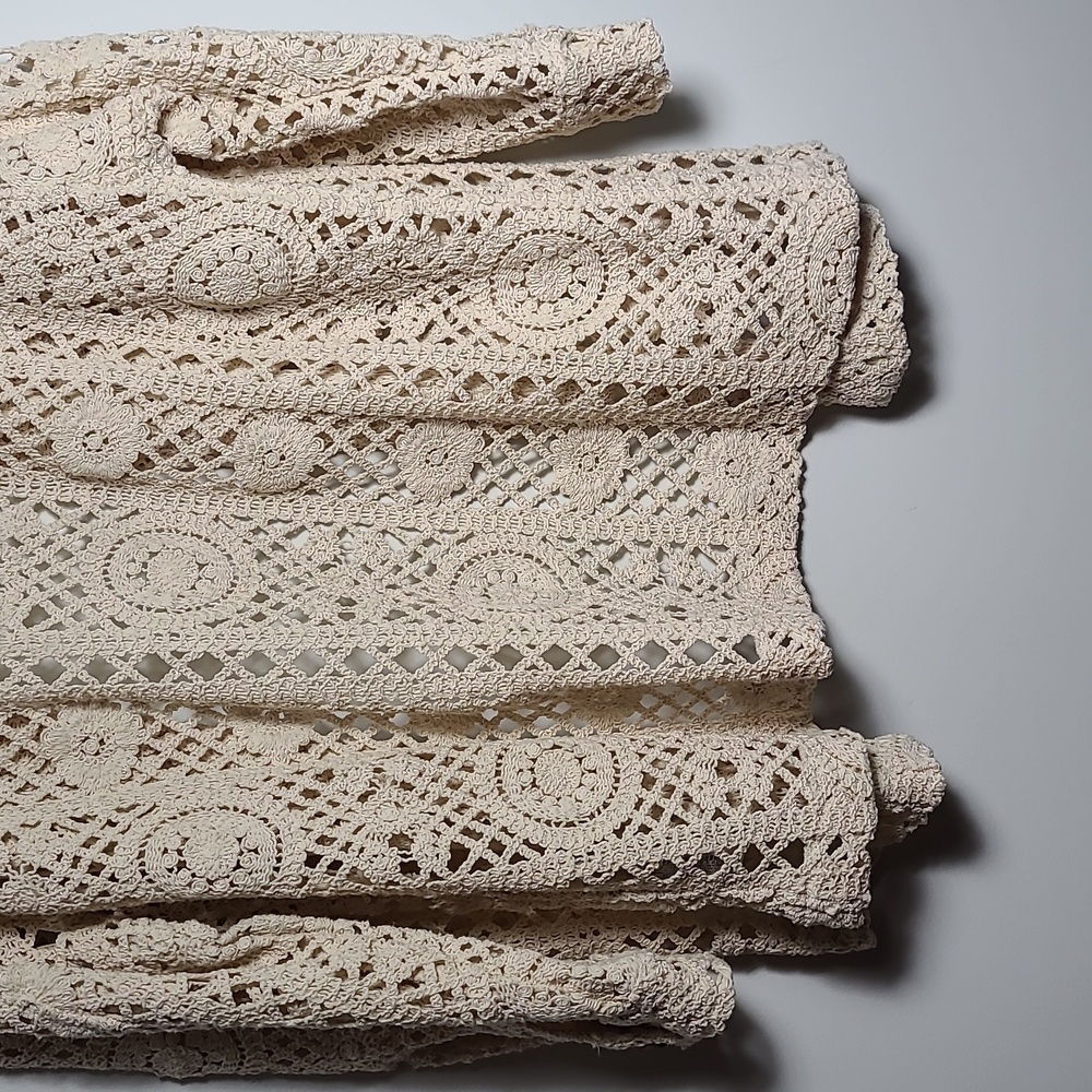 ZARA Open Crochet Cream Button Up Cardigan Shacket Coat Size Large - Picture 14 of 15